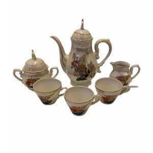 Gold Rim Porcelain Tea Set Vintage 6 Piece With Musical Melodie From Japan